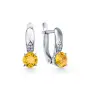 Серебряные серьги с цитрином и фианитами