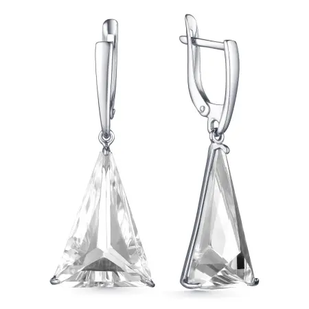Серьги из серебра с горным хрусталем «Треугольник»