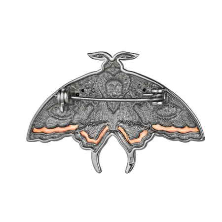 Серебряная брошь с фианитами и эмалью «Бражник мотылек»