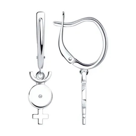 Серьги из серебра с фианитами