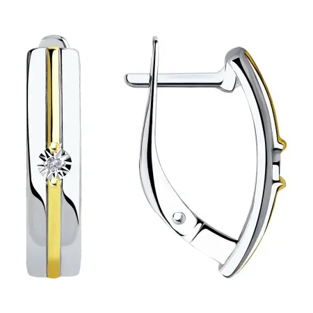 Серьги из золочёного серебра с бриллиантами