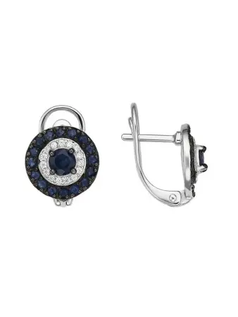 Серьги из серебра ETHNICA с натуральным сапфиром и фианитами