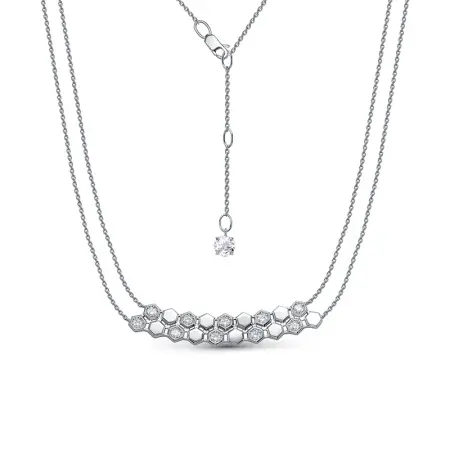 Серебряное колье с фианитами «Соты»