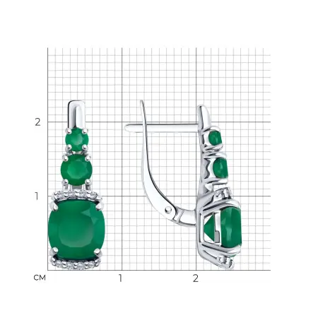 Серьги из серебра с агатами и фианитами