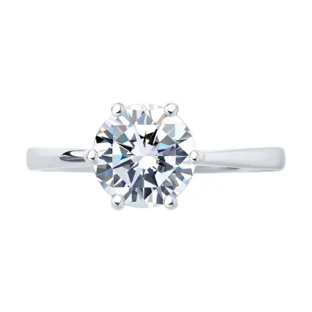 Помолвочное кольцо из серебра с фианитом