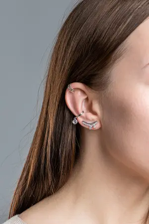 Серьга каффа «Цепь» из серебра