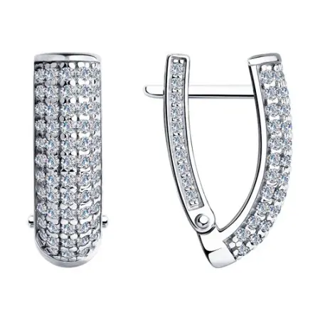 Серьги из серебра с фианитами