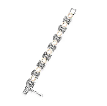 Браслет из серебра с фианитами и позолотой