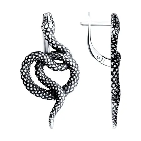 Серьги из серебра «Змея»