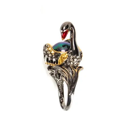 Серебряное кольцо «Лебедь»