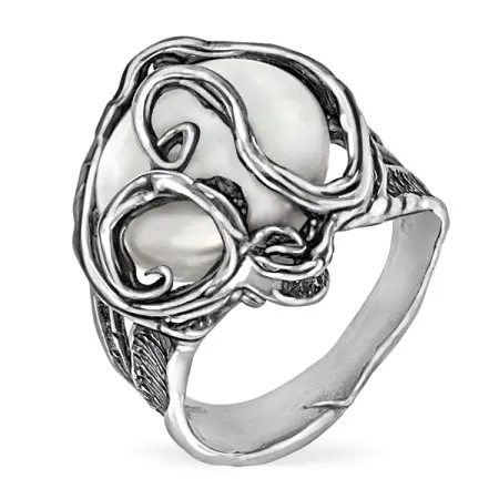 Кольцо серебряное с жемчугом