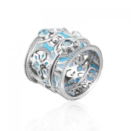Серебряное кольцо «A la Rus» с эмалью и топазом
