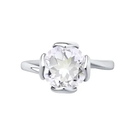 Кольцо из серебра с горным хрусталем и фианитами