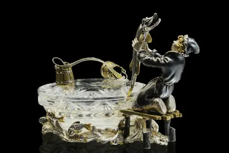 Серебряная икорница «Емеля» с лопаткой «Щука»