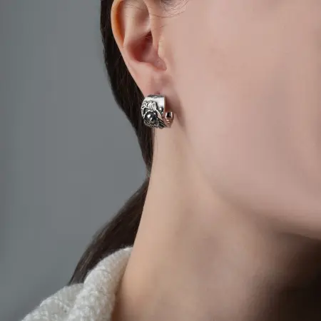 Серьги из серебра «Пион»