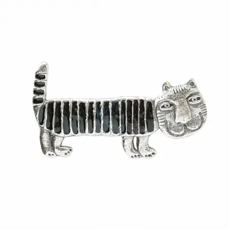 Серебряная брошь «Кот Мурчик»