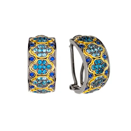 Серьги из серебра с позолотой и топазами