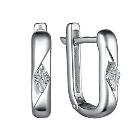 Серебряные серьги с бриллиантом