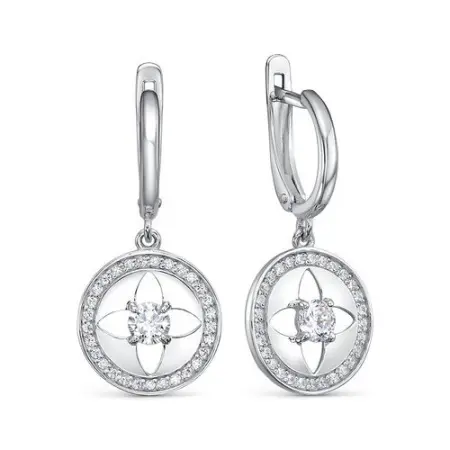 Серьги из серебра с фианитом
