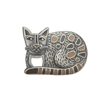 Брошь из серебра с эмалью «Кот»