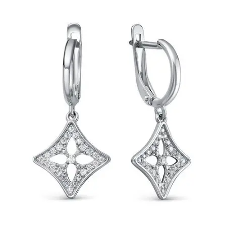 Серьги из серебра с фианитами