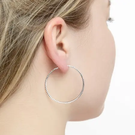 Серьги конго из серебра с алмазной гранью 3,5 см