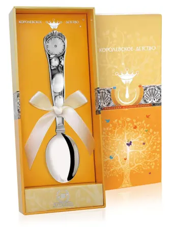 Серебряная ложка детская «Кукла» с чернением