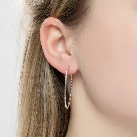 Серьги конго из серебра с алмазной гранью 3,5 см