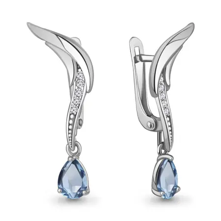 Серебряные серьги с топазом и фианитами