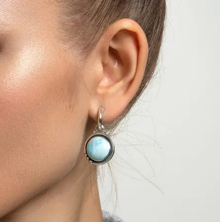 Серебряные серьги с ларимаром