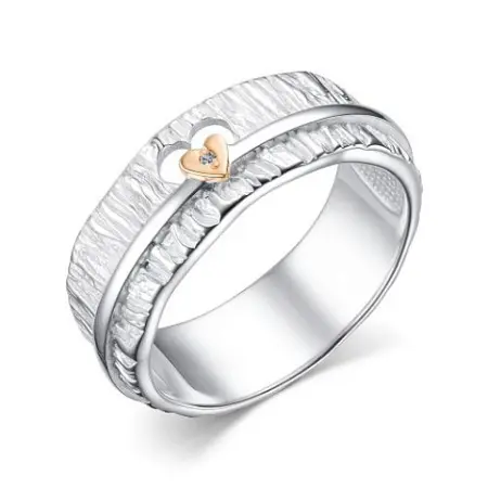 Кольцо из серебра с бриллиантом «Сердце»