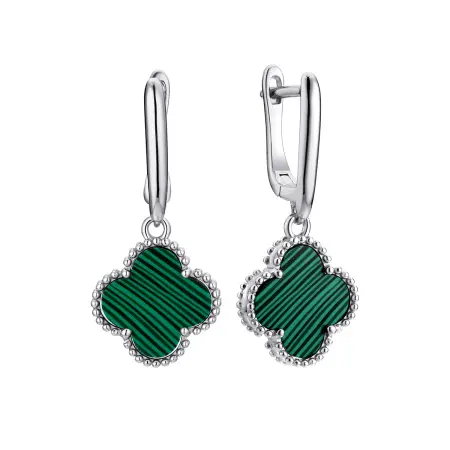 Серьги из серебра с малахитом