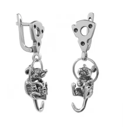 Серебряные серьги «Озорные мыши»