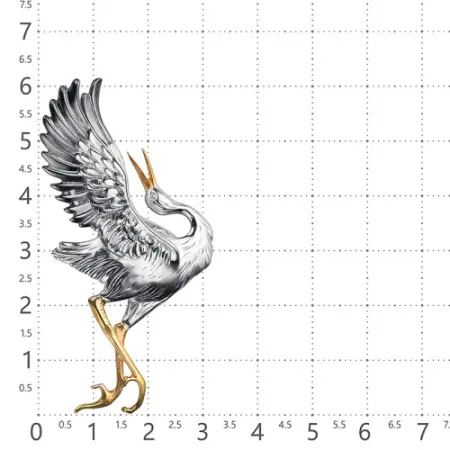 Серебряная брошь «Аист»