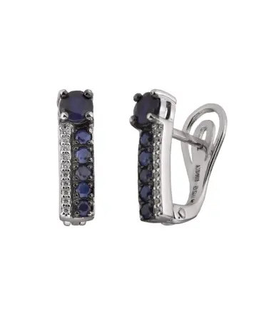 Серьги из серебра с натуральным сапфиром