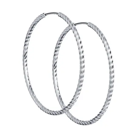 Серьги конго из серебра с алмазной гранью 3,5 см