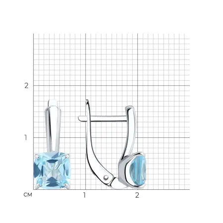 Серьги из серебра с голубыми топазами