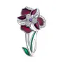 Серебряная брошь с эмалью и фианитами «Цветок»