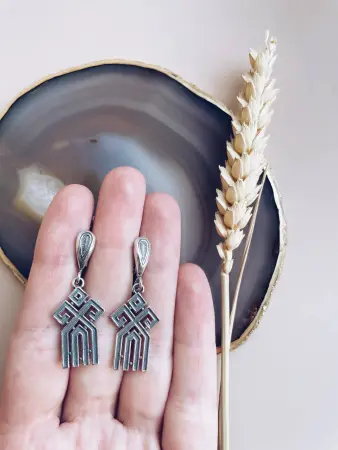 Серебряные серьги в славянском стиле «Чур»