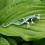 Серебряная брошь с эмалью «Ящерица»