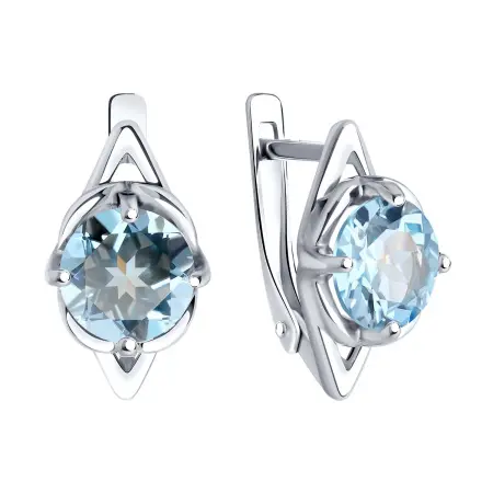 Серебряные серьги стопазом