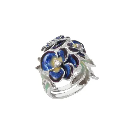 Кольцо из серебра с эмалью «Фиалка»