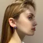 Серьги из серебра с сапфирами и танзанитом