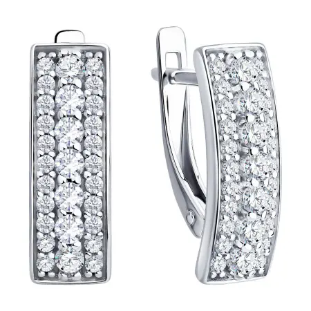 Серьги из серебра с фианитами