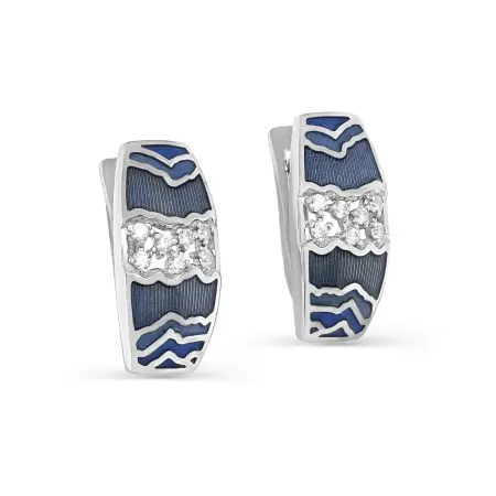Серьги из серебра с фианитами и эмалью