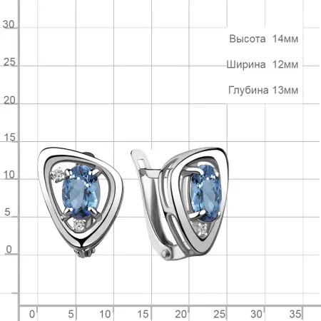 Серьги из серебра с топазами и фианитами