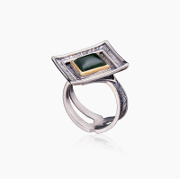 Cеребряное кольцо с камнем нефрит