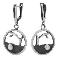 Серебряные серьги с жемчугом «Дерево»