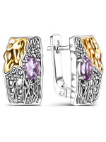Серьги из серебра с аметистом в позолоте