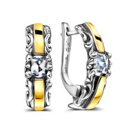 Серебряные серьги фианит и золото